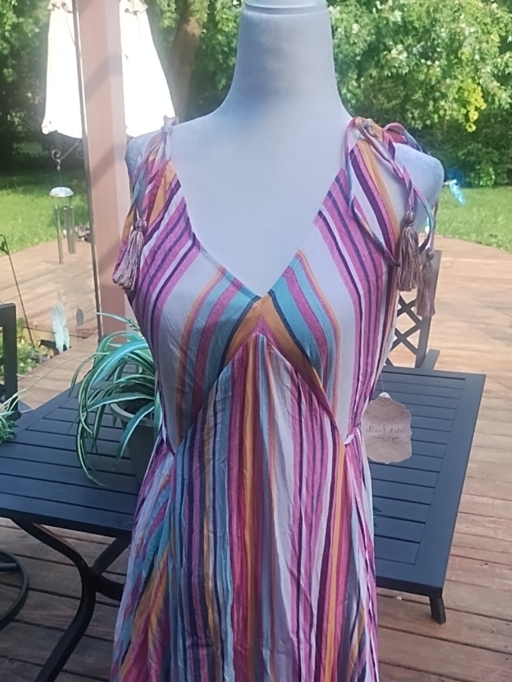 Altar'd State Pink Multi-Stripe Maxi Dress